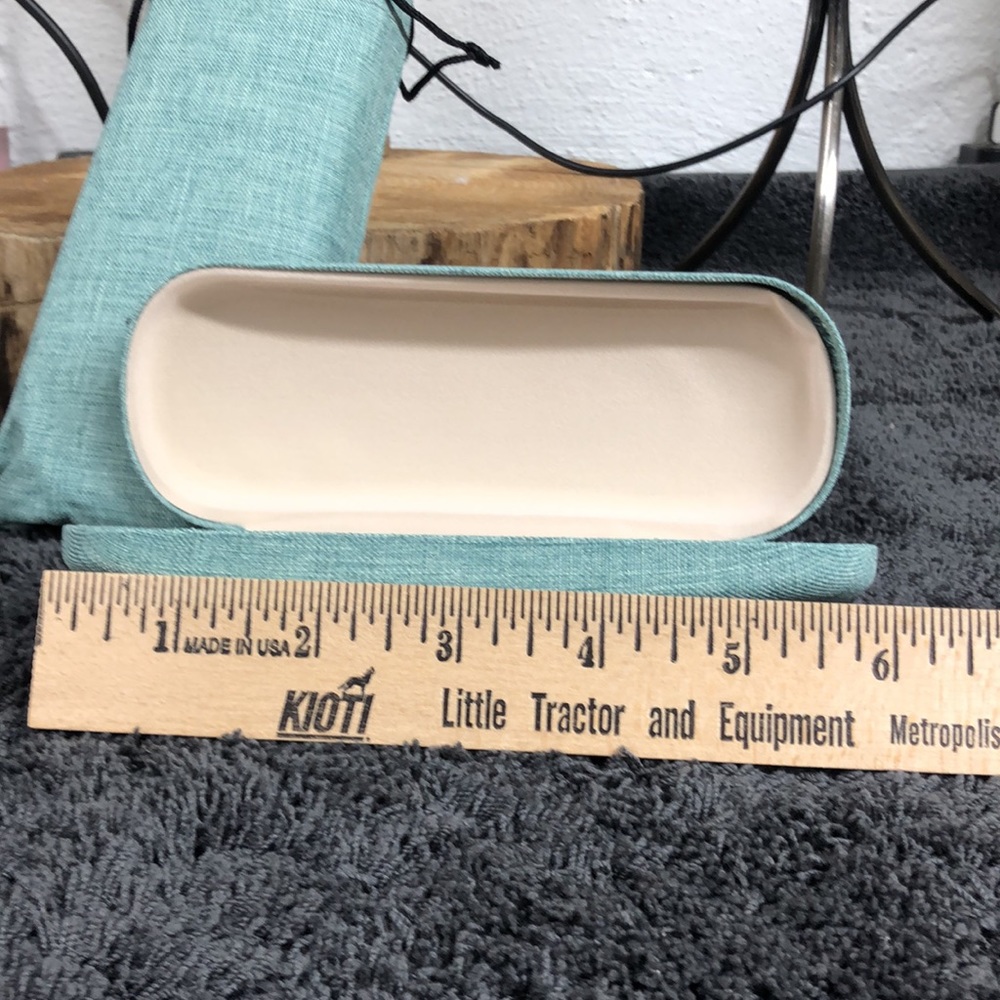 Hard shell eyeglasses case with bag teal color - Picture 3 of 4